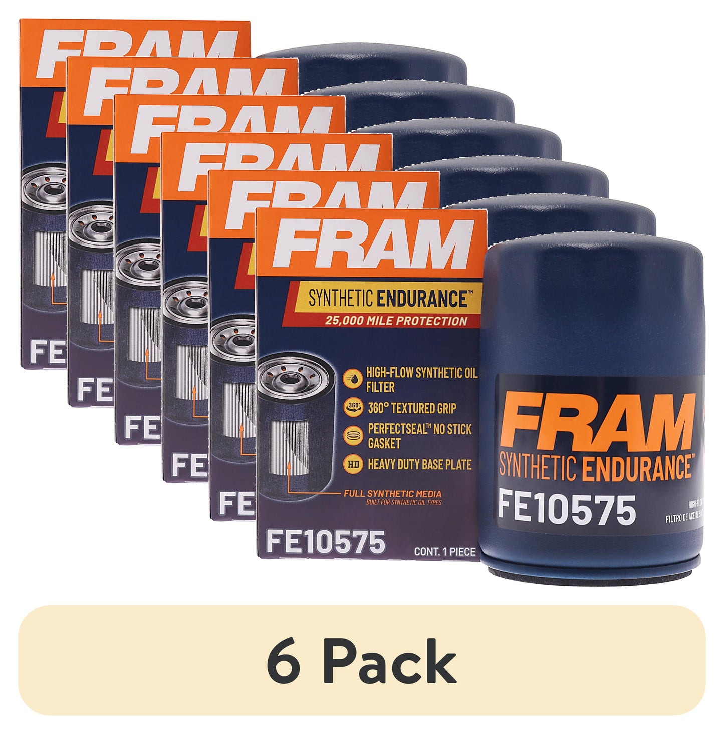 Shop (6 pack) FRAM Synthetic Endurance Premium Oil Filter, FE10575, 25K mile Replacement Filter for Select Chevrolet and Ford Vehicles - Great Prices Await